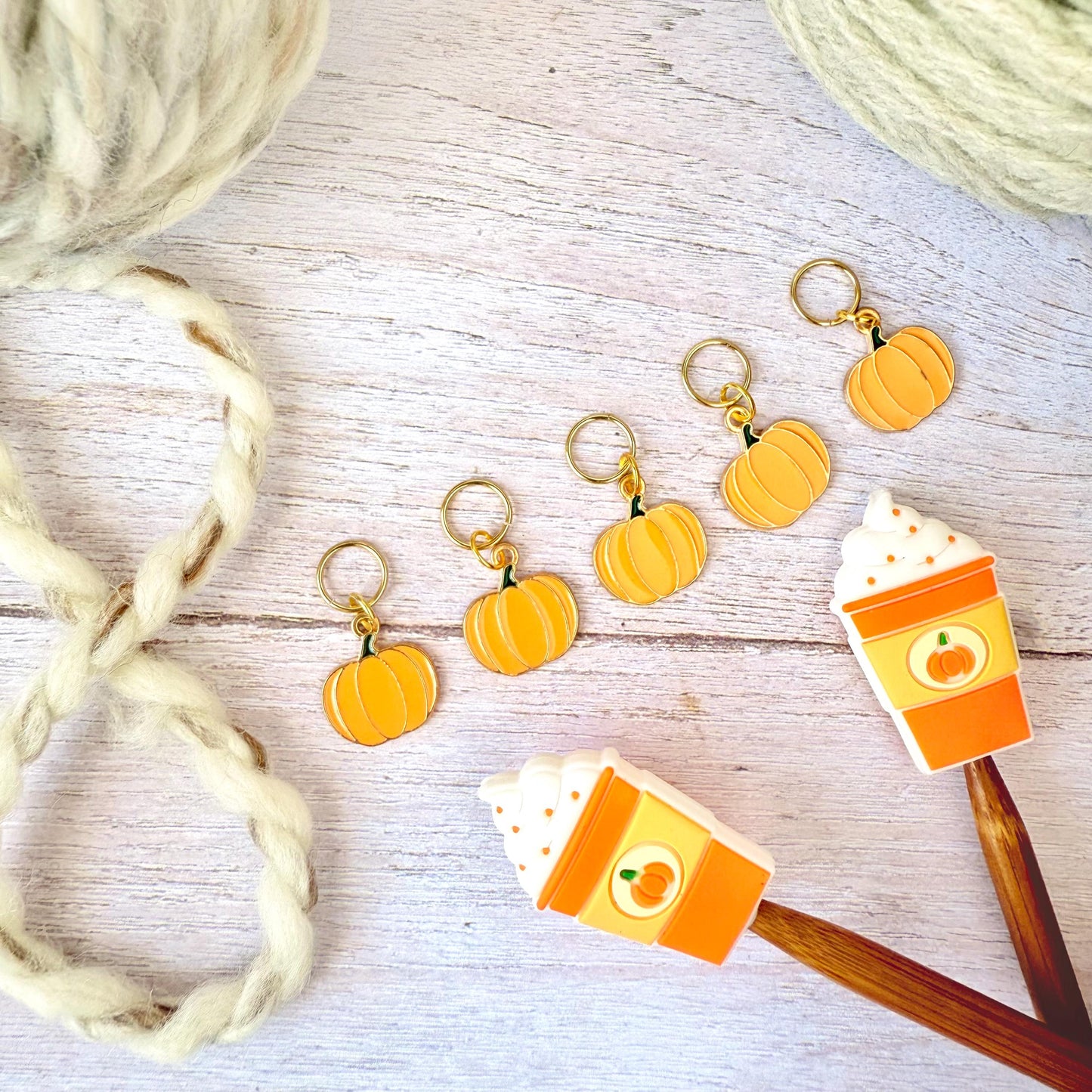 Pumpkin Knitting Notions Set – Stitch Markers & Stoppers | Progress Keepers Kit