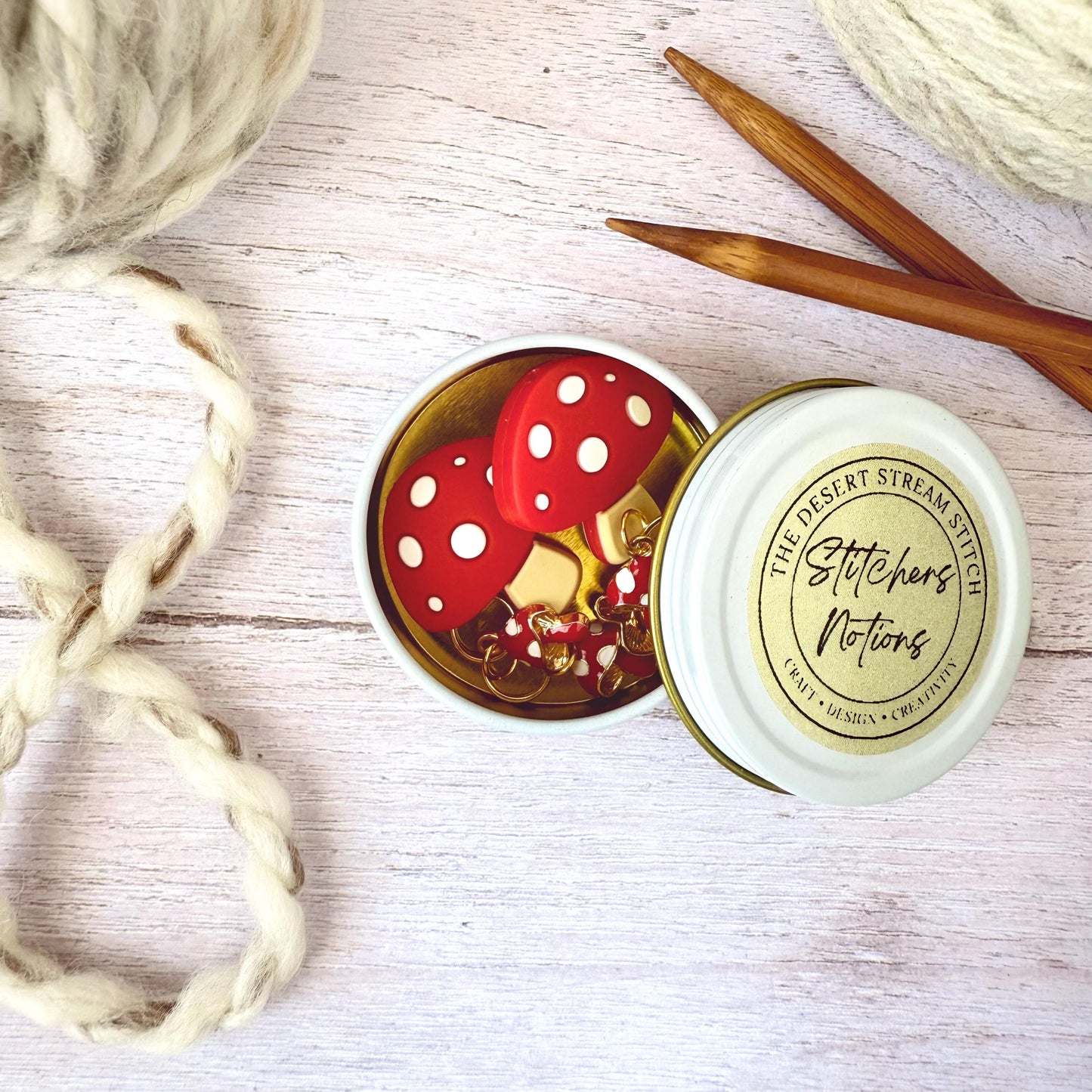 Mushroom Knitting Notions Set – Stitch Markers & Stoppers | Progress Keepers Kit