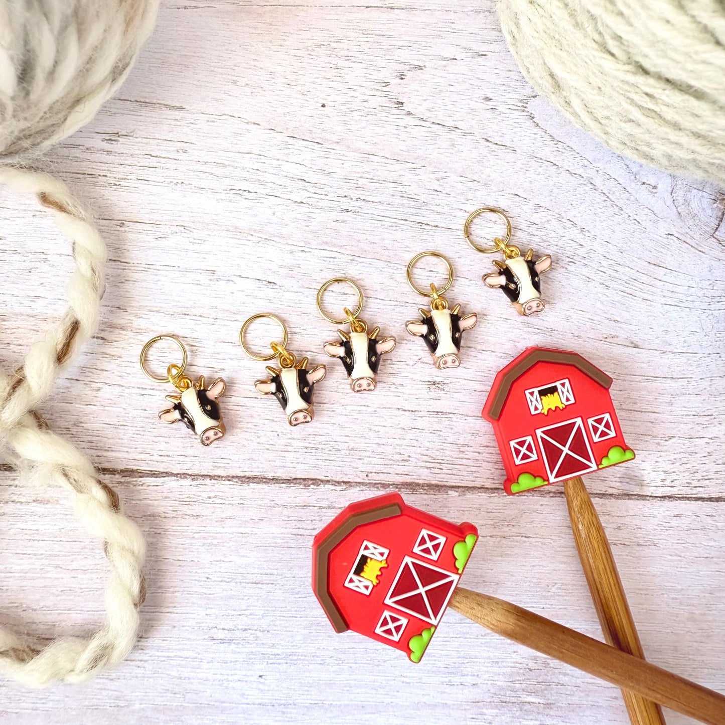 Barnyard Knitting Notions Set – Stitch Markers & Stoppers | Progress Keepers Kit