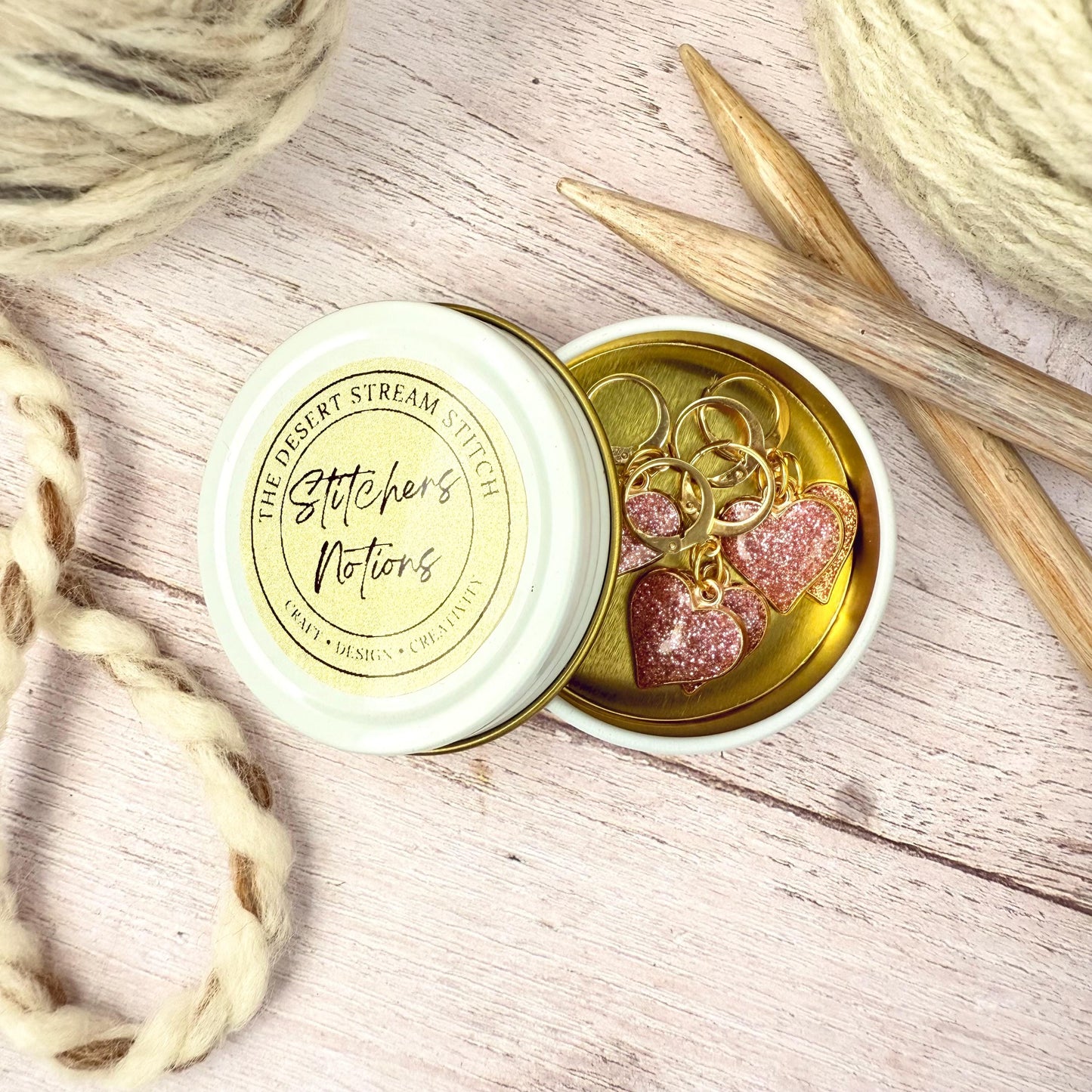 Pink Heart Stitch Marker Set – Snag Free Locking progress keepers