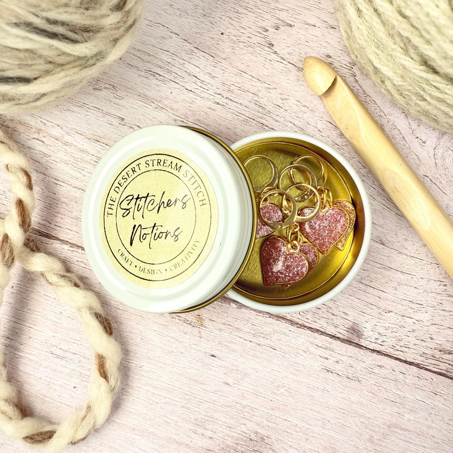 Pink Heart Stitch Marker Set – Snag Free Locking progress keepers