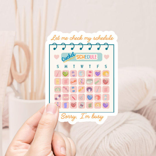 Vinyl Sticker - Crochet Schedule Decal 3 Inch Water Resistant Craft Cart Laptop