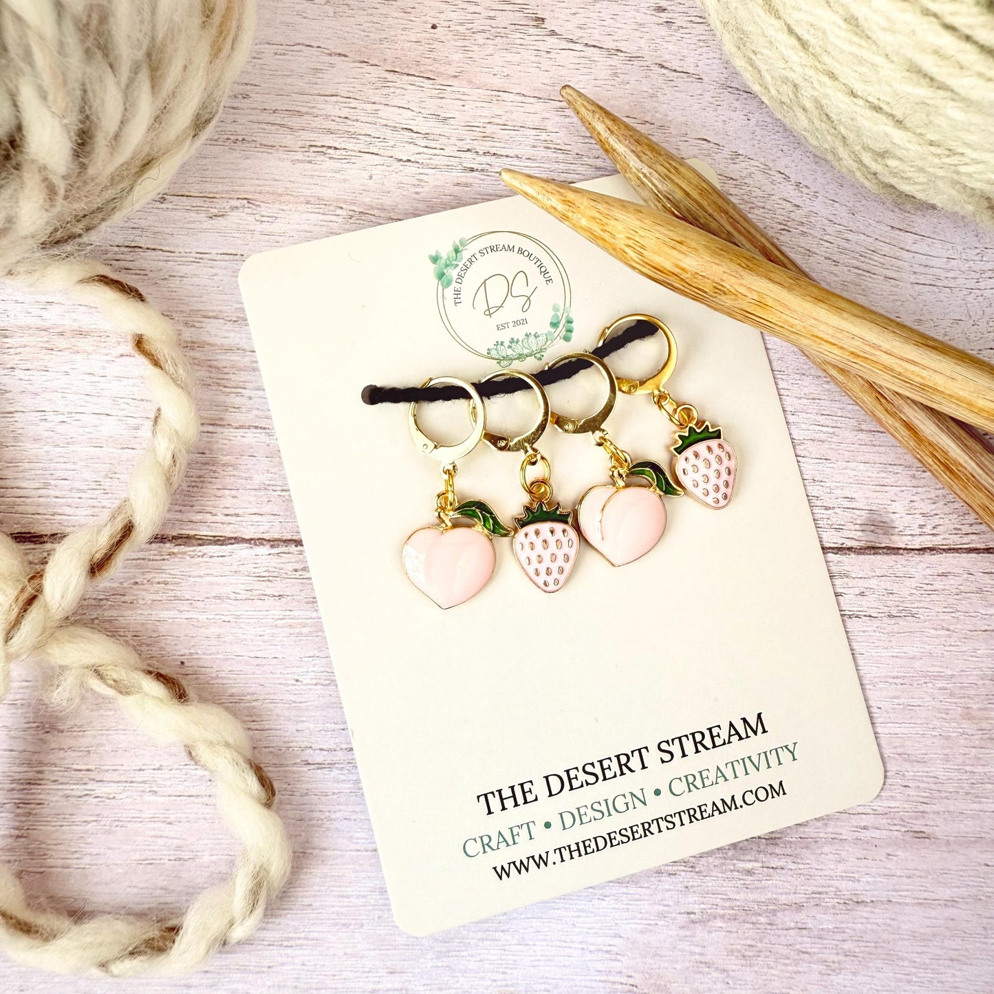 Blush Harvest Stitch Marker Set – Snag Free Locking progress keepers