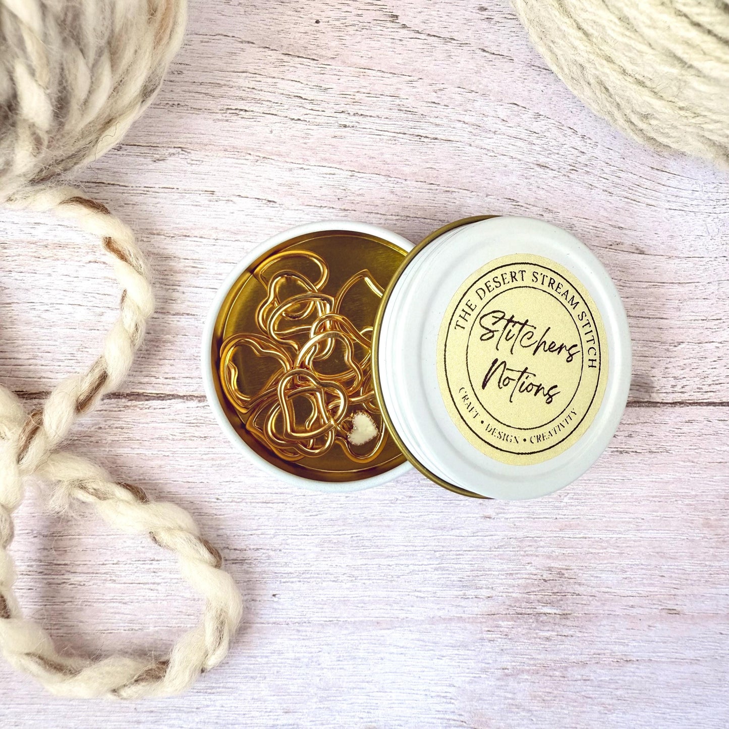 Heart Stitch Markers – Gold Metal Knitting Tools Set | Snag Free Progress Keeper