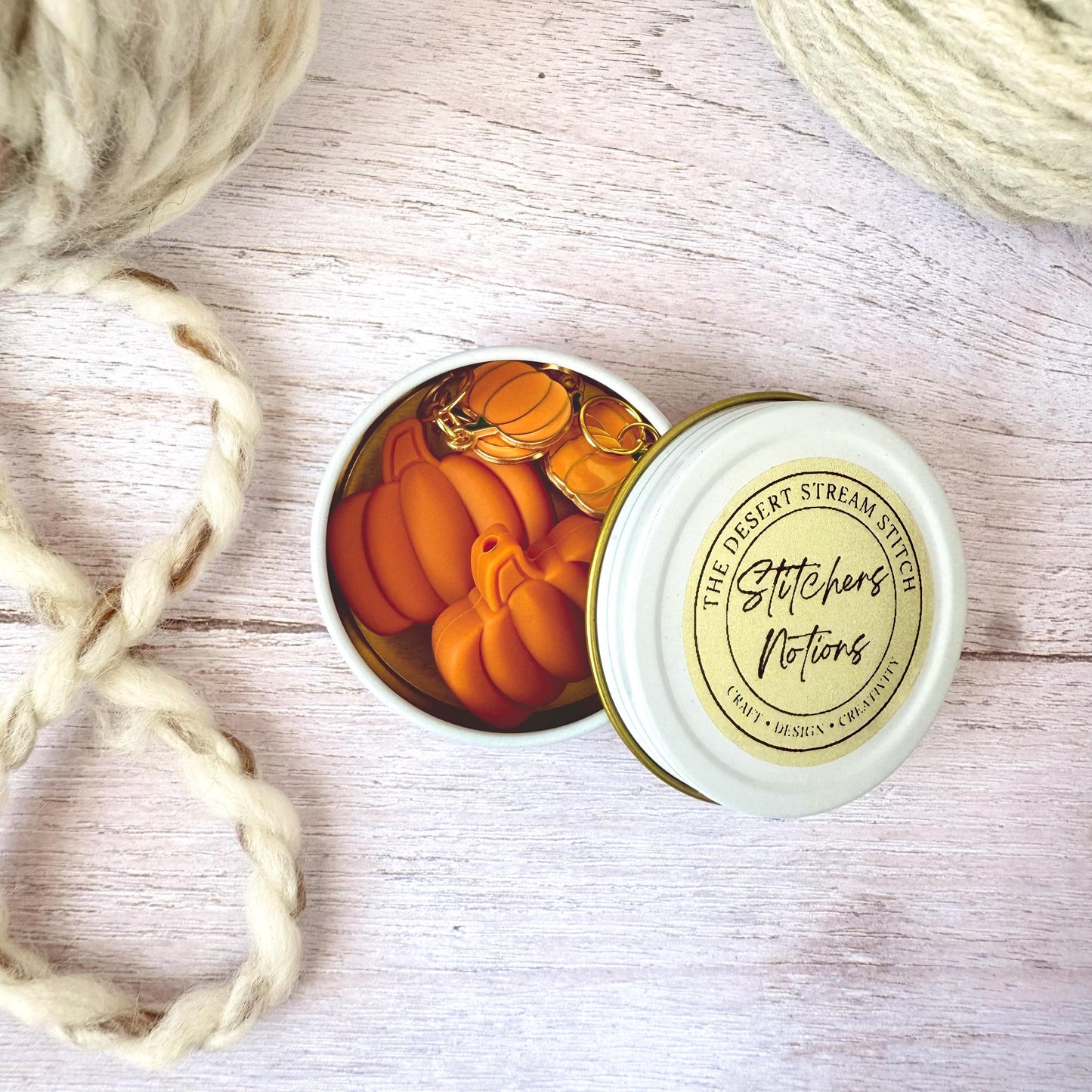 Pumpkin Knitting Notions Set – Stitch Markers & Stoppers | Progress Keepers Kit