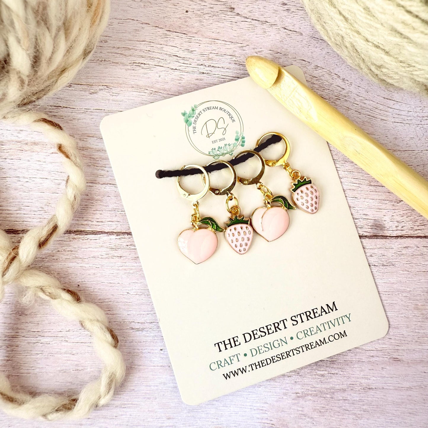 Blush Harvest Stitch Marker Set – Snag Free Locking progress keepers