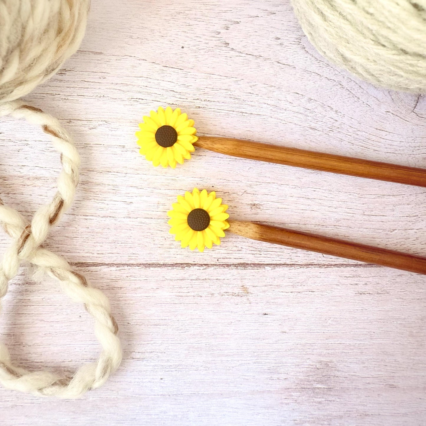 Sunflower Knitting Notions Set – Stitch Markers & Stoppers | Progress Keepers Kit