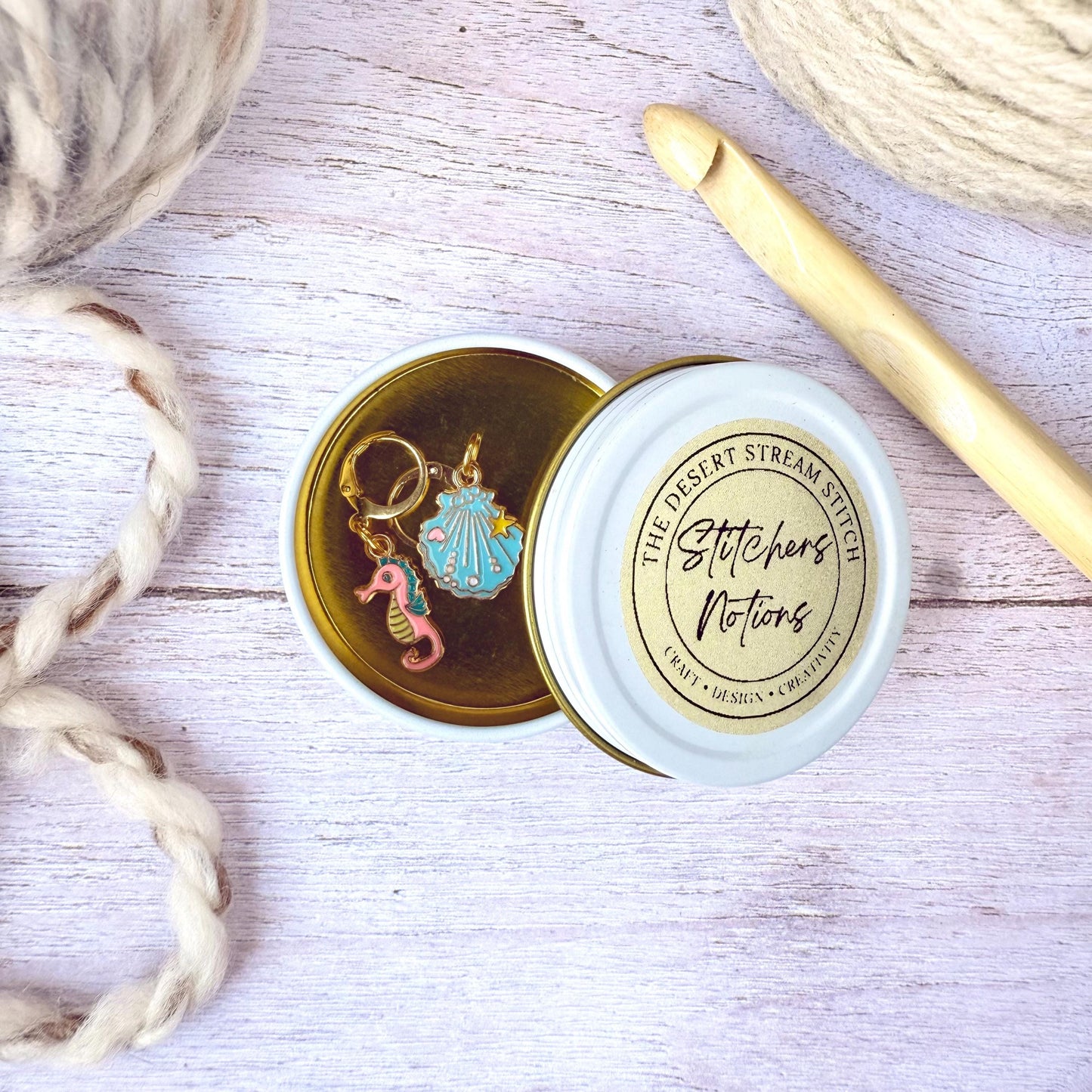 Seaside Stitch Marker Set – Snag Free Locking progress keepers