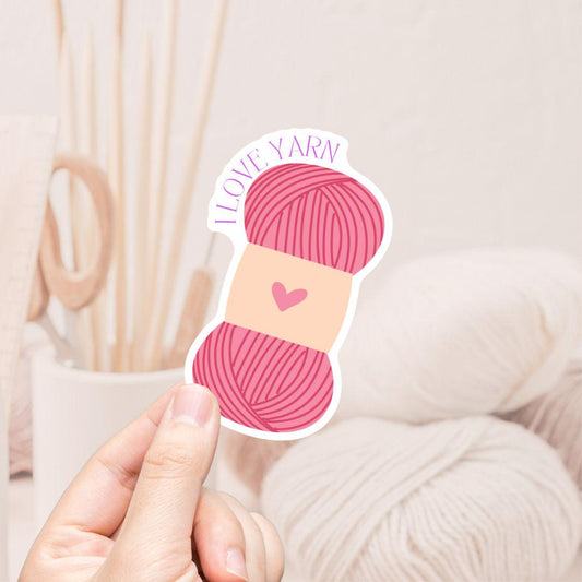 Vinyl Sticker - I Love Yarn Decal 3 Inch Water Resistant Craft Cart Laptop