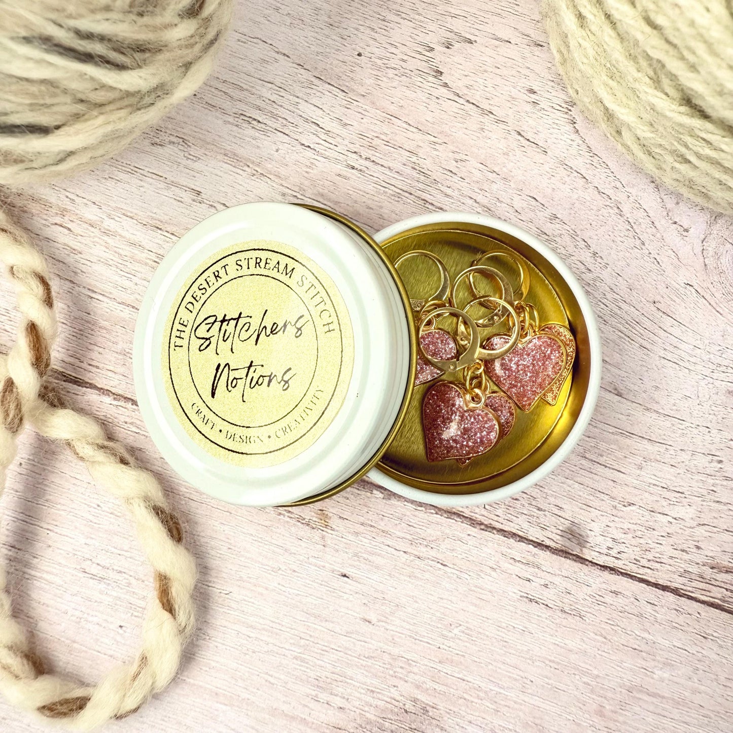 Pink Heart Stitch Marker Set – Snag Free Locking progress keepers