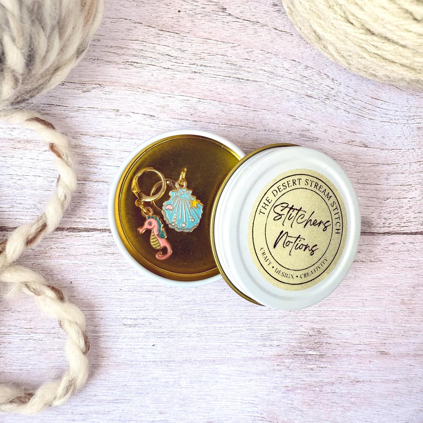 Seaside Stitch Marker Set – Snag Free Locking progress keepers