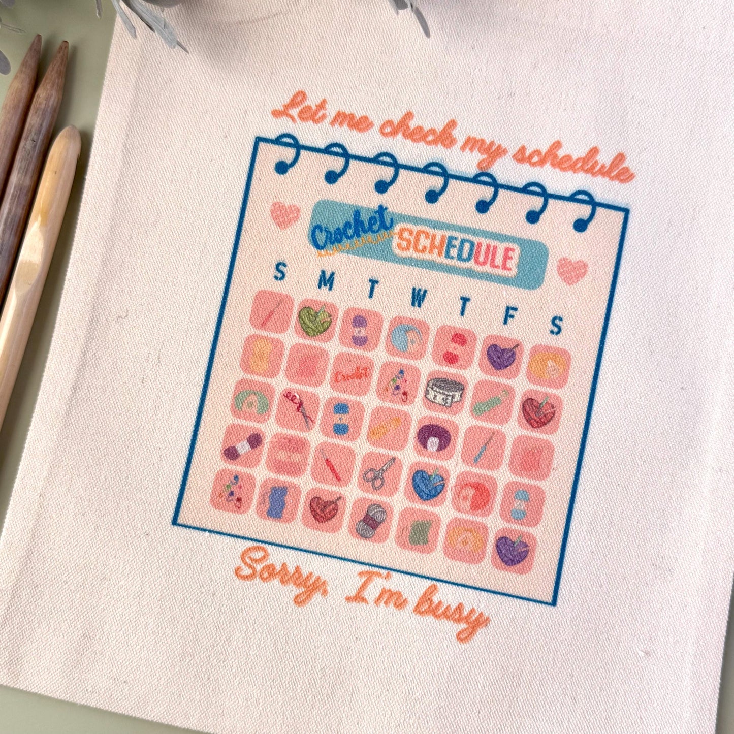 Project Bag: Crochet Schedule Yarn Storage Tote for Knitting and Crochet (Canvas Drawstring)