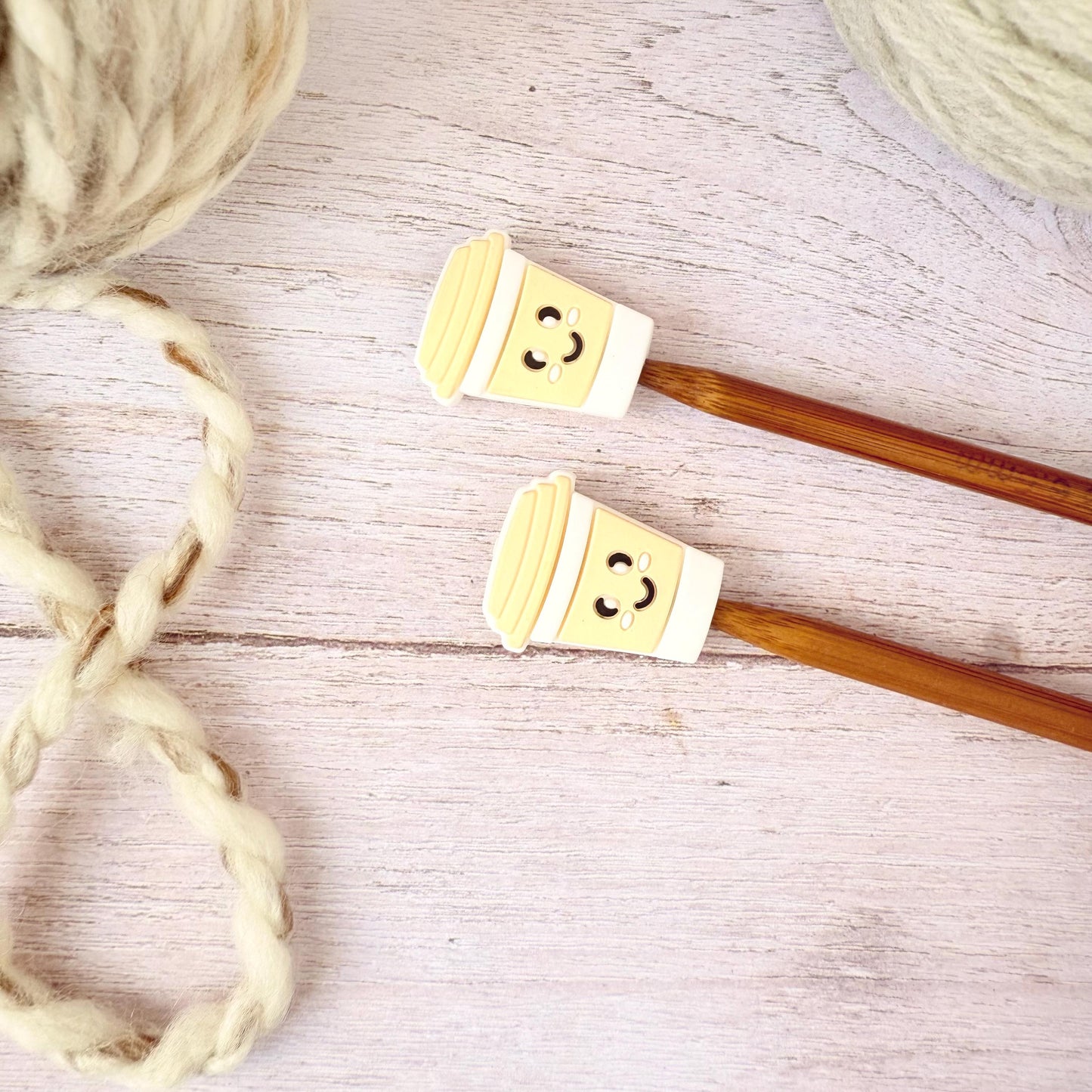 Coffee Knitting Notions Set – Stitch Markers & Stoppers | Progress Keepers Kit