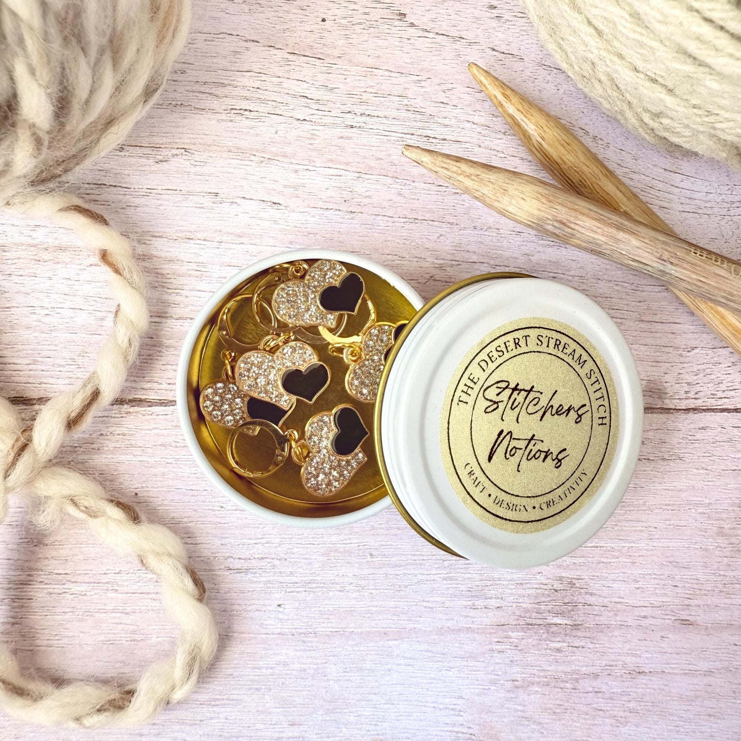 Black Heart Stitch Marker Set – Snag Free Locking progress keepers