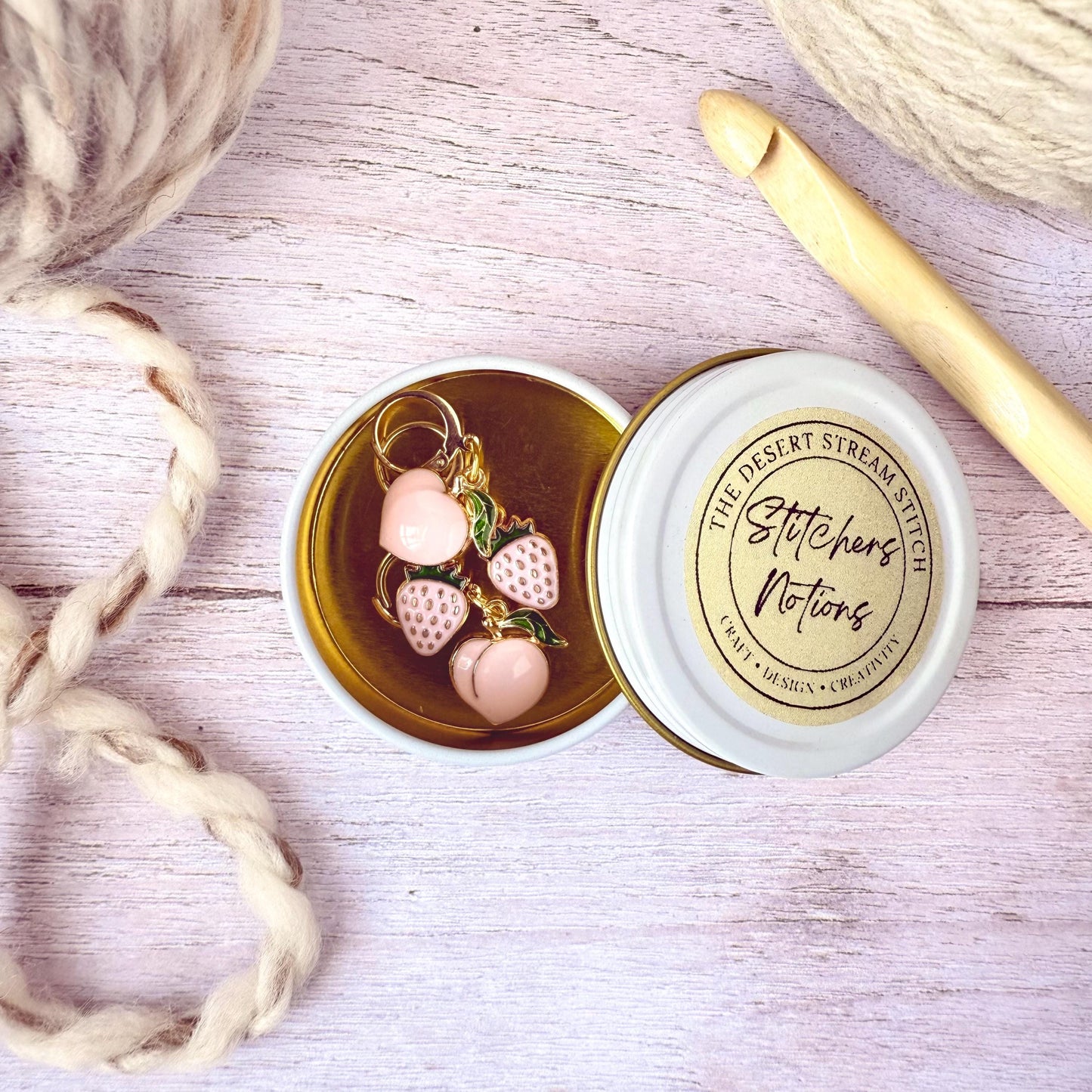 Blush Harvest Stitch Marker Set – Snag Free Locking progress keepers