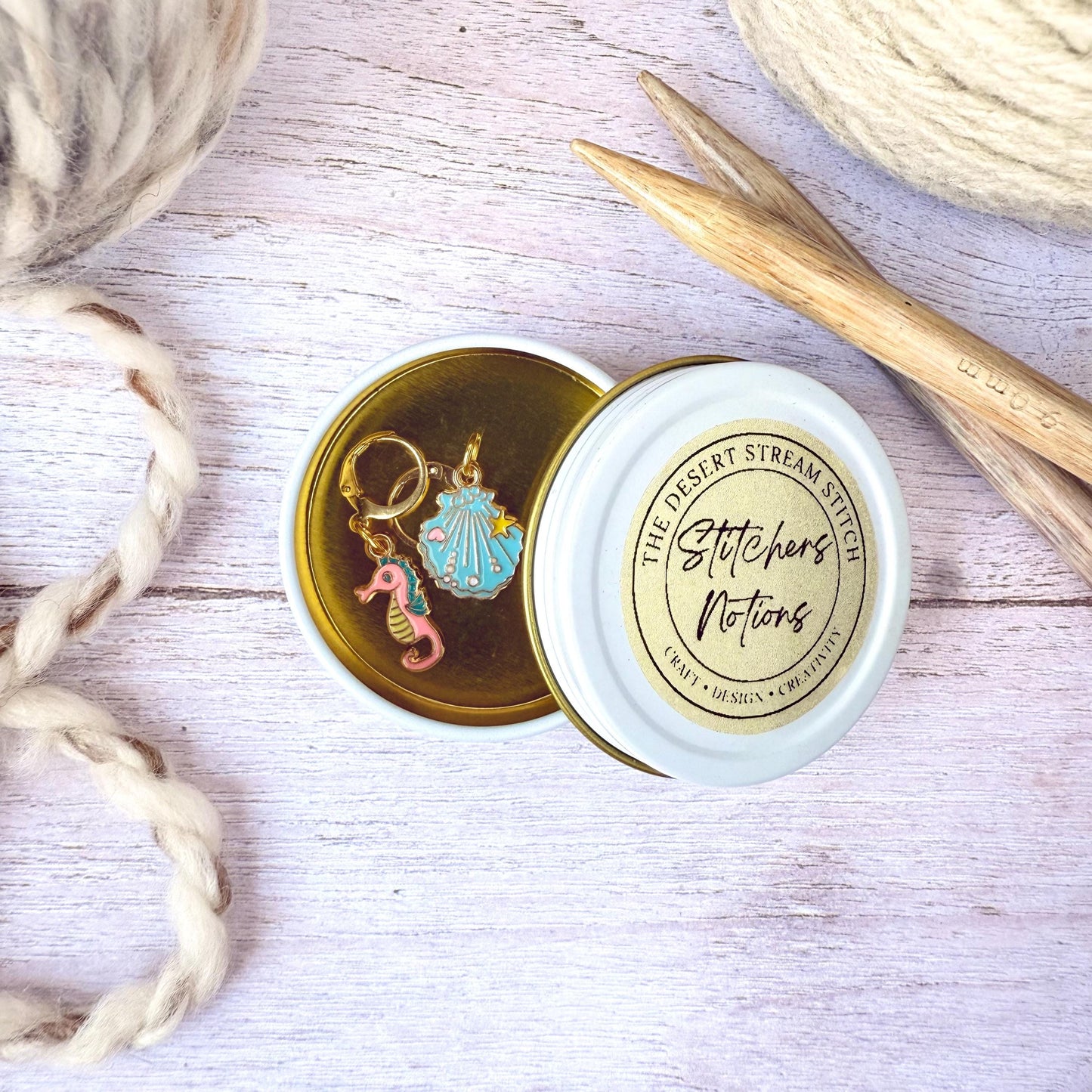 Seaside Stitch Marker Set – Snag Free Locking progress keepers