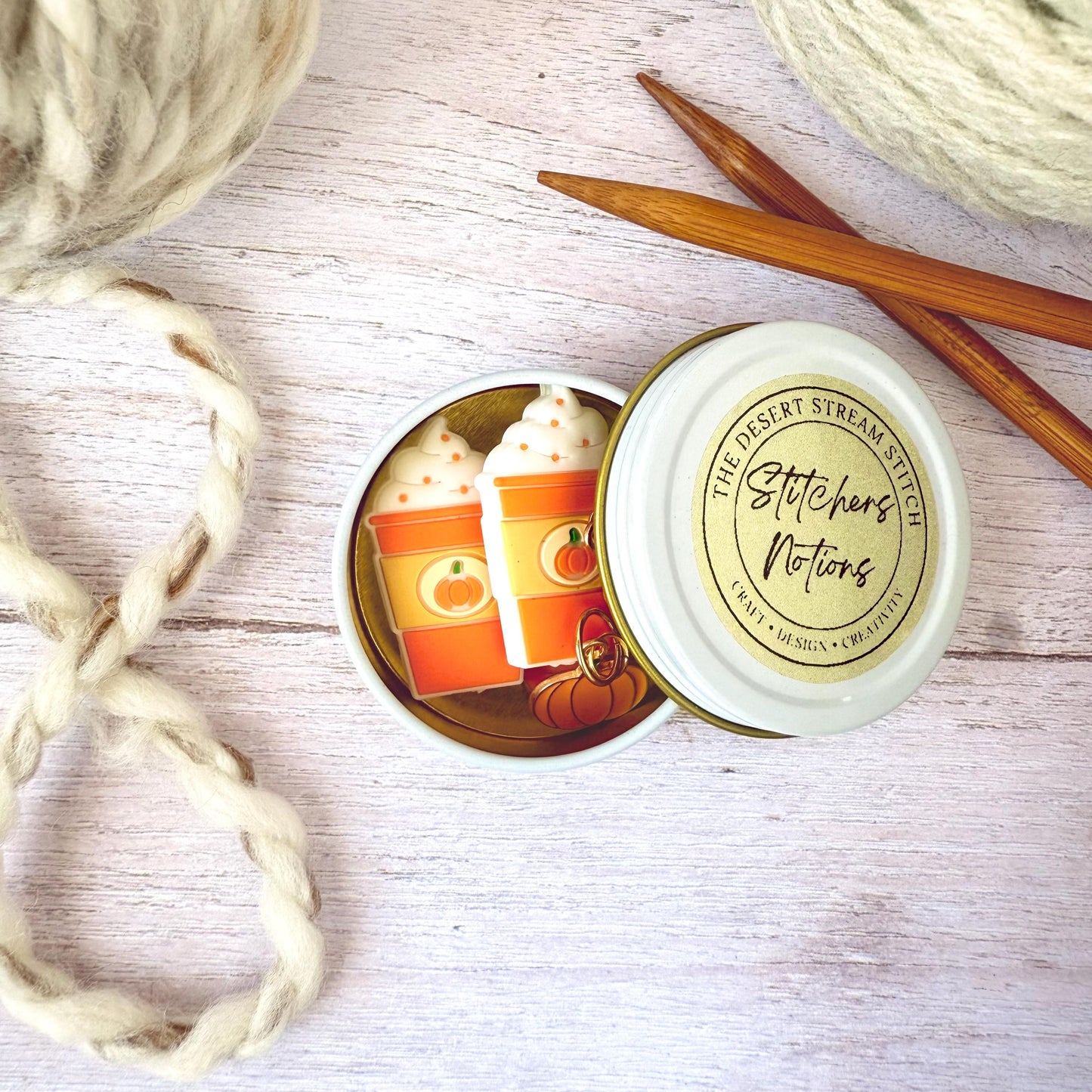 Pumpkin Knitting Notions Set – Stitch Markers & Stoppers | Progress Keepers Kit