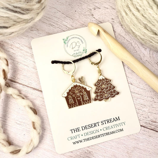 Cozy Cottage Stitch Marker Set – Snag Free Locking progress keepers