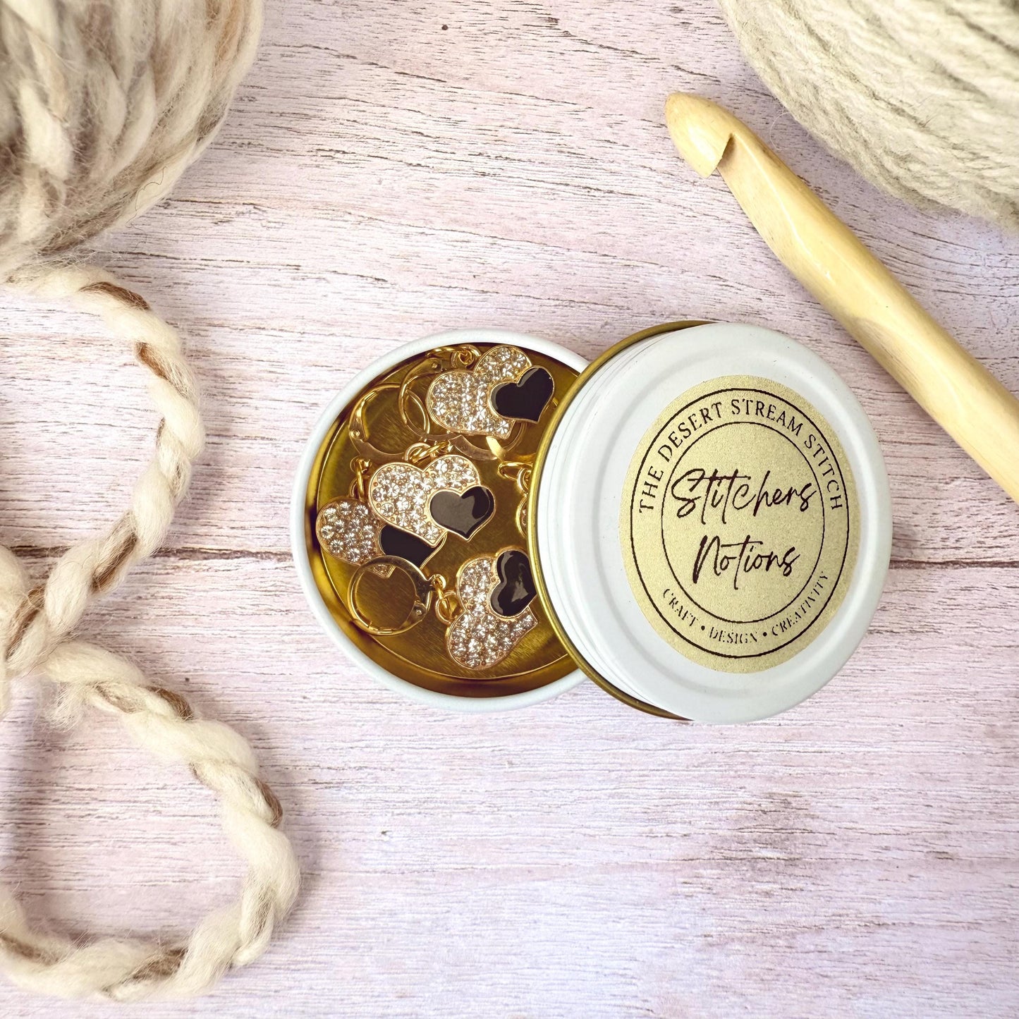 Black Heart Stitch Marker Set – Snag Free Locking progress keepers