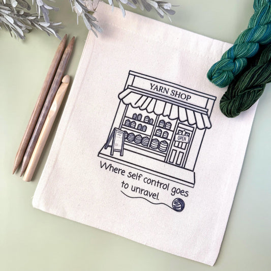 Project Bag: Yarn Shop Yarn Storage Tote for Knitting and Crochet (Canvas Drawstring)