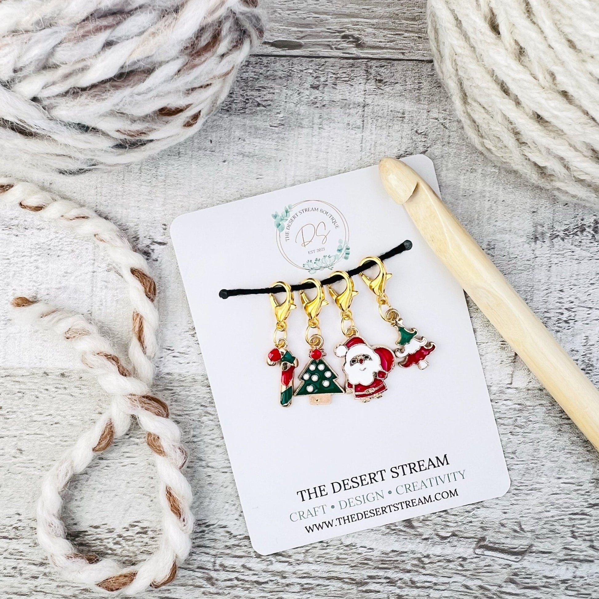 Christmas Stitch Markers Set - The Desert Stream Stitch