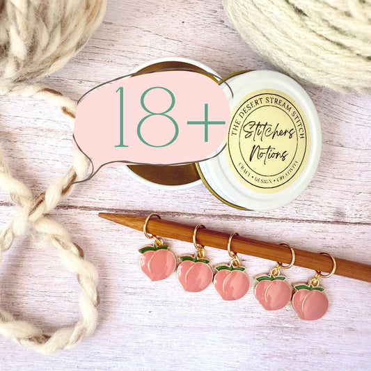 Penis and Peach Knitting Notions Set – Stitch Markers & Stoppers | Progress Keepers Kit