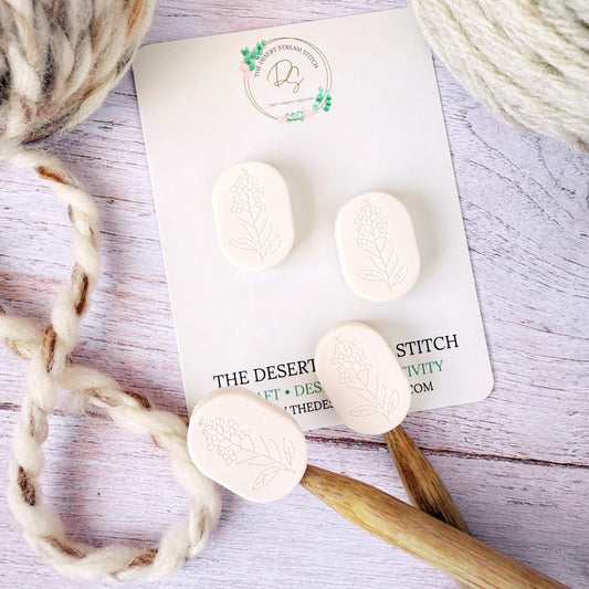 Embossed Floral Knitting Stitch Stoppers – Silicone Needle Point Protectors