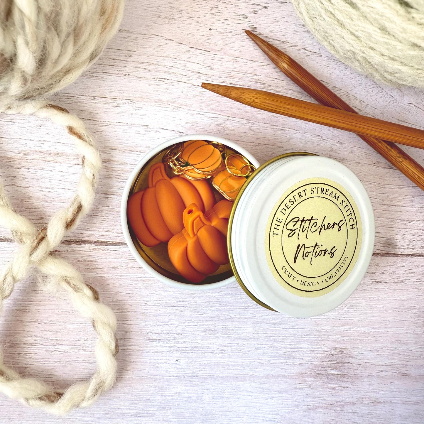 Pumpkin Knitting Notions Set – Stitch Markers & Stoppers | Progress Keepers Kit