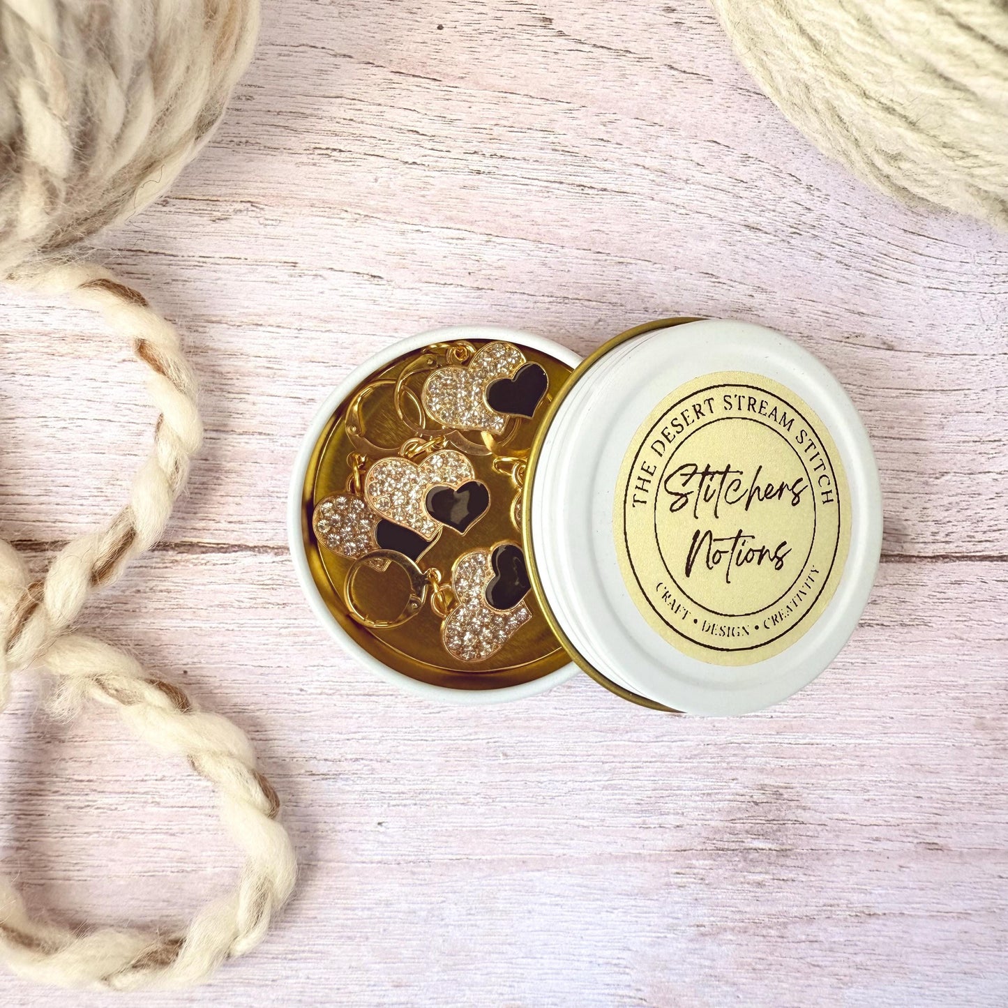 Black Heart Stitch Marker Set – Snag Free Locking progress keepers