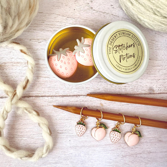 Blush Harvest Knitting Notions Set – Stitch Markers & Stoppers | Progress Keepers Kit