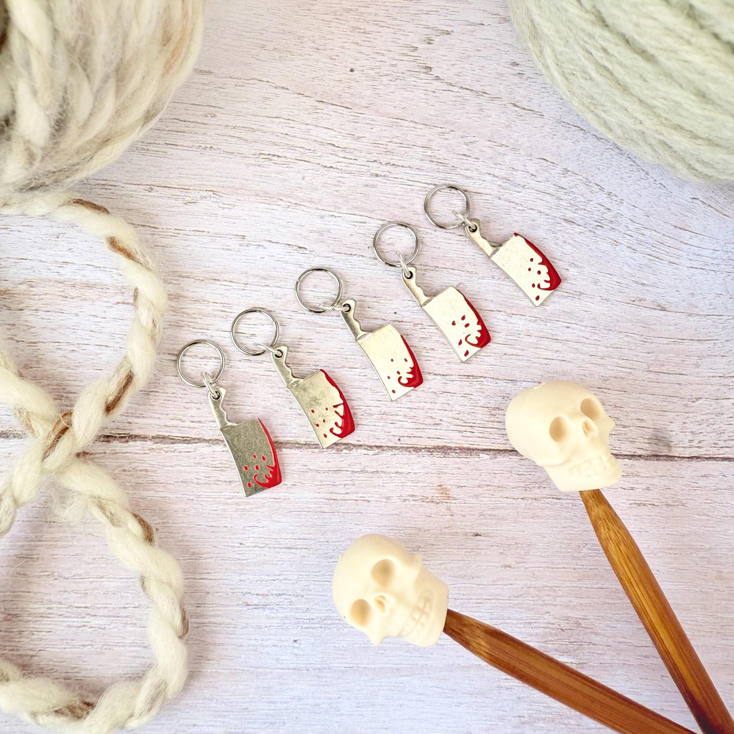 Horror Knitting Notions Set – Stitch Markers & Stoppers | Progress Keepers Kit