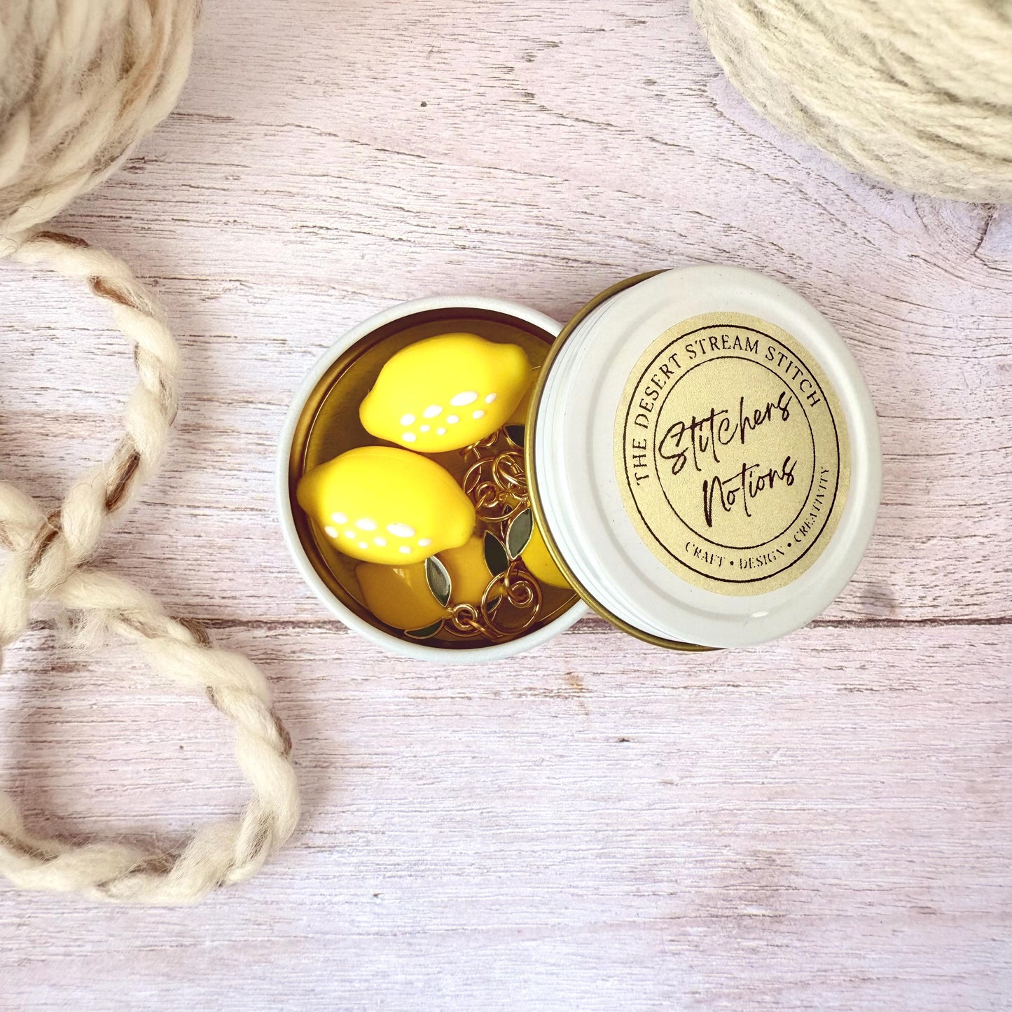 Lemon Knitting Notions Set – Stitch Markers & Stoppers | Progress Keepers Kit