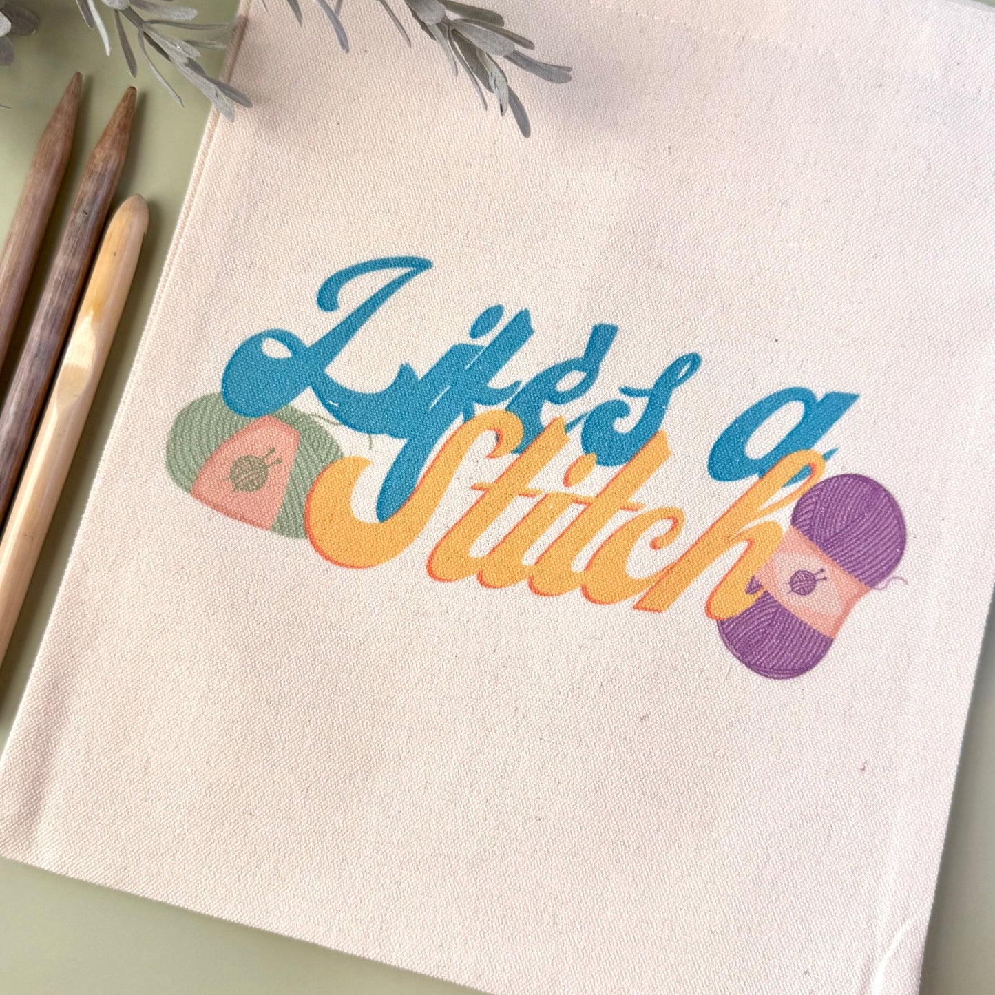 Life's a Stitch Drawstring Project Bag - The Desert Stream Stitch
