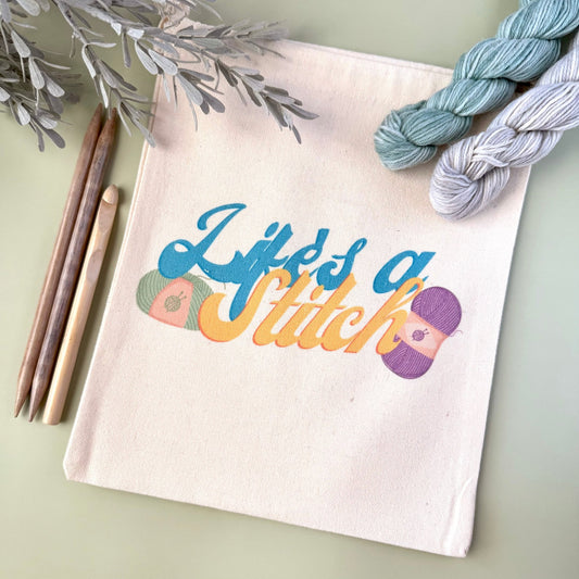Life's a Stitch Drawstring Project Bag - The Desert Stream Stitch