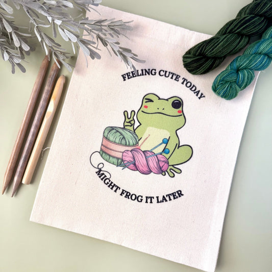 Might Frog It Later Drawstring Project Bag - The Desert Stream Stitch