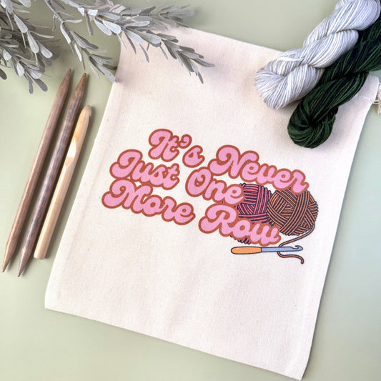 Never Just One More Row Drawstring Project Bag - The Desert Stream Stitch