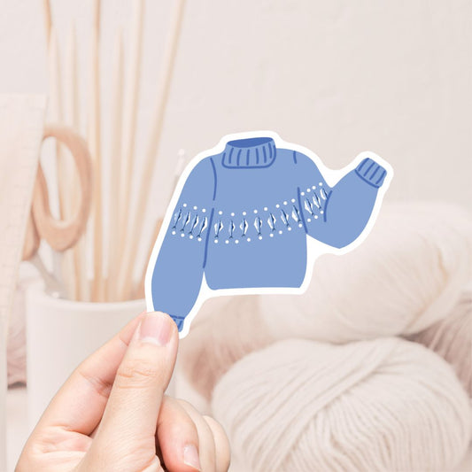 Sardine Sweater Blue Vinyl Sticker - The Desert Stream Stitch