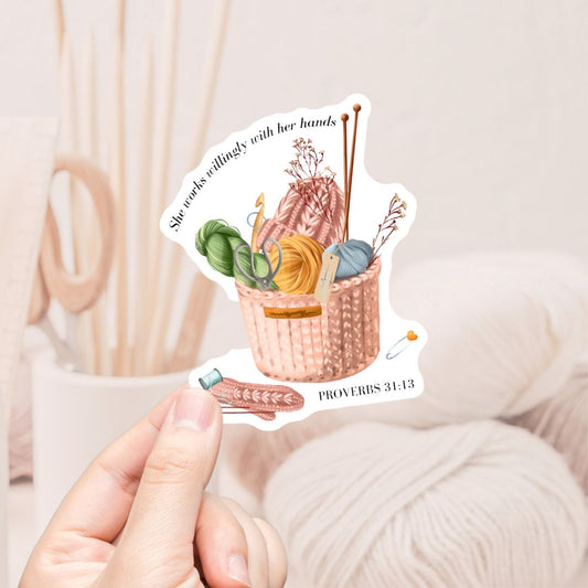 She Works Well With Her Hands Vinyl Sticker - The Desert Stream Stitch