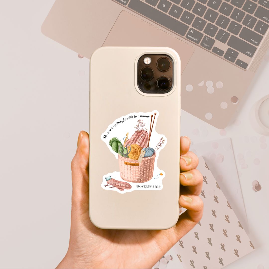 She Works Well With Her Hands Vinyl Sticker - The Desert Stream Stitch