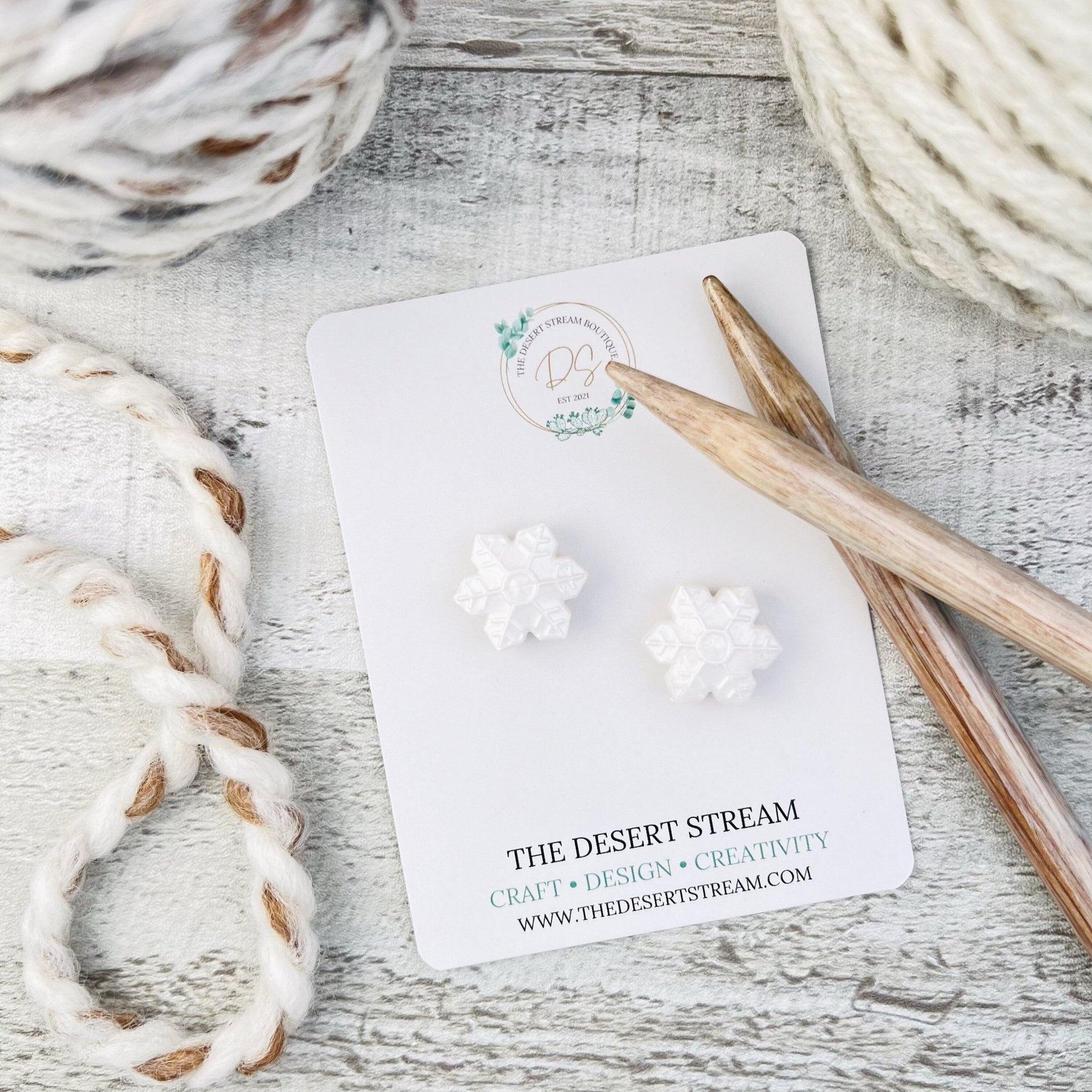 Snowflake Stitch Stoppers Knitting Needle Point Protectors - The Desert Stream Stitch