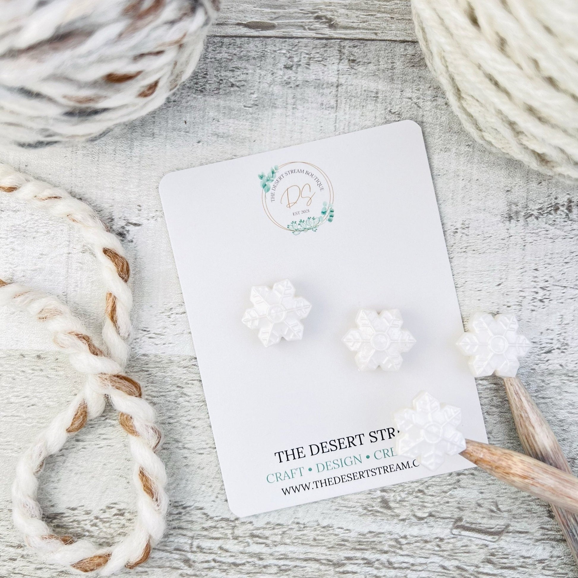 Snowflake Stitch Stoppers Knitting Needle Point Protectors - The Desert Stream Stitch