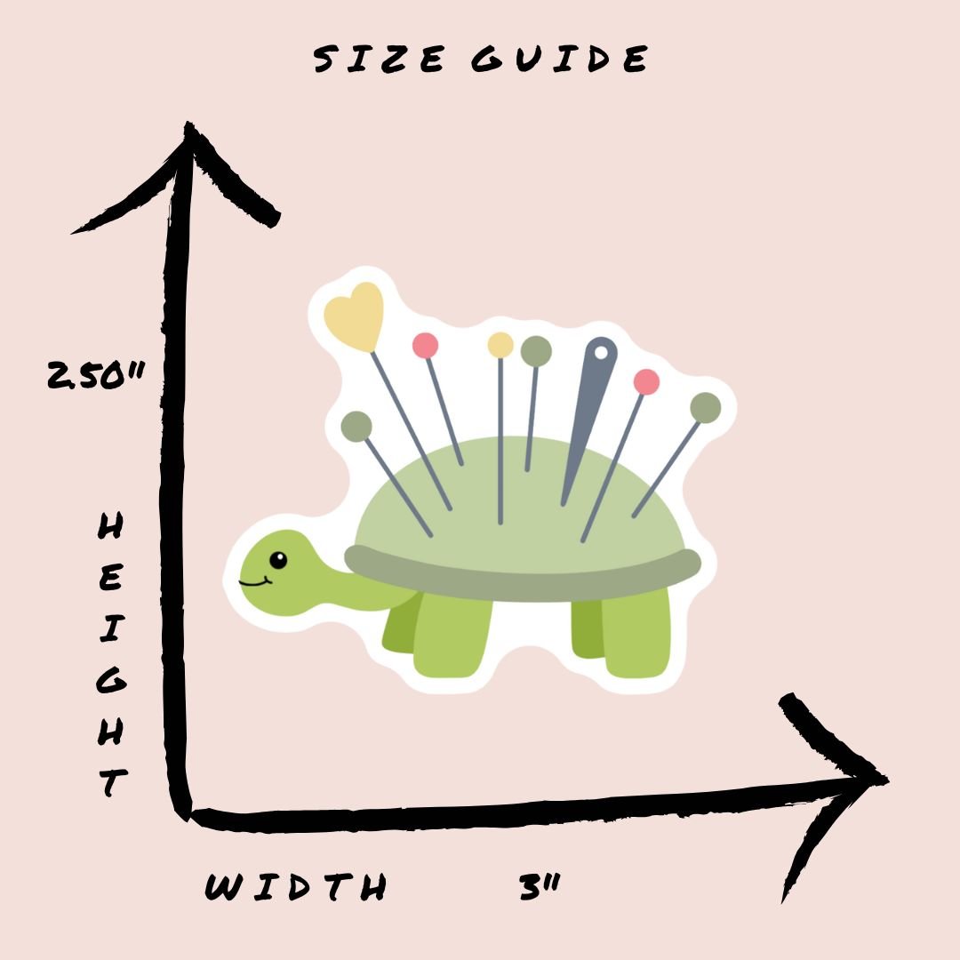 Turtle Pin Cushion Vinyl Sticker - The Desert Stream Stitch
