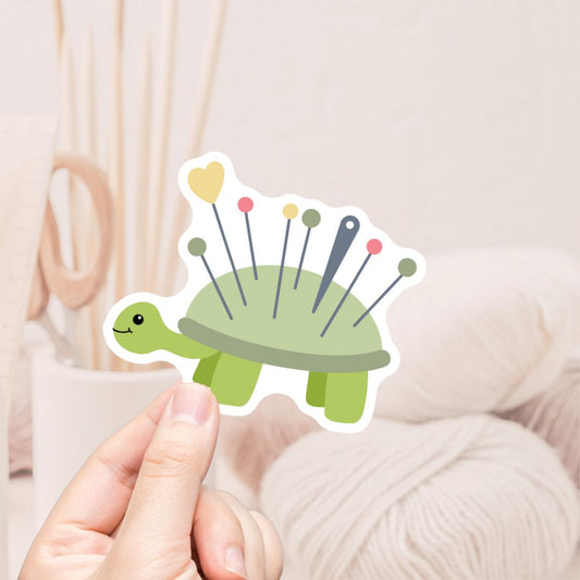 Turtle Pin Cushion Vinyl Sticker - The Desert Stream Stitch