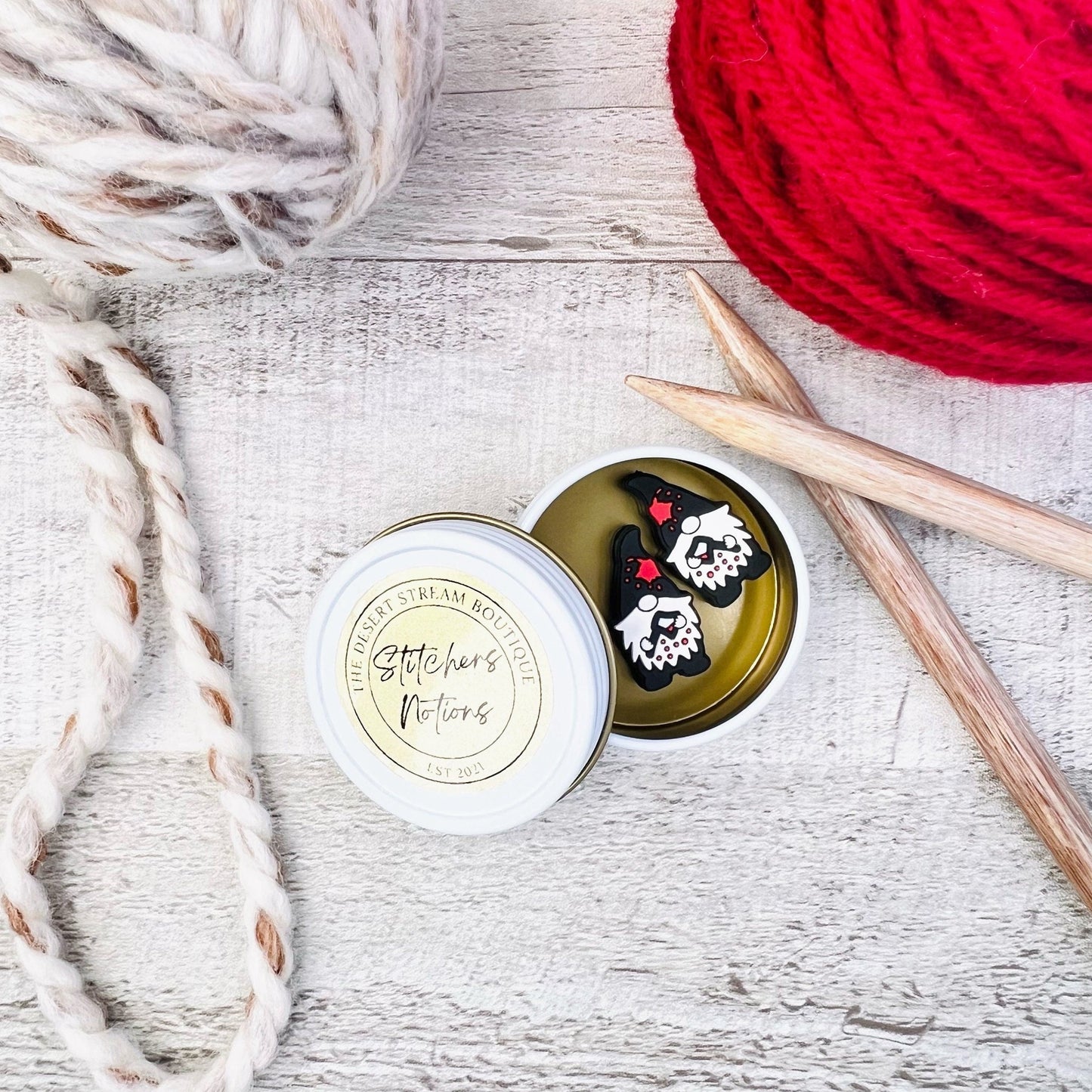 Axe Gnome Stitch Stoppers Knitting Needle Point Protectors - The Desert Stream Stitch