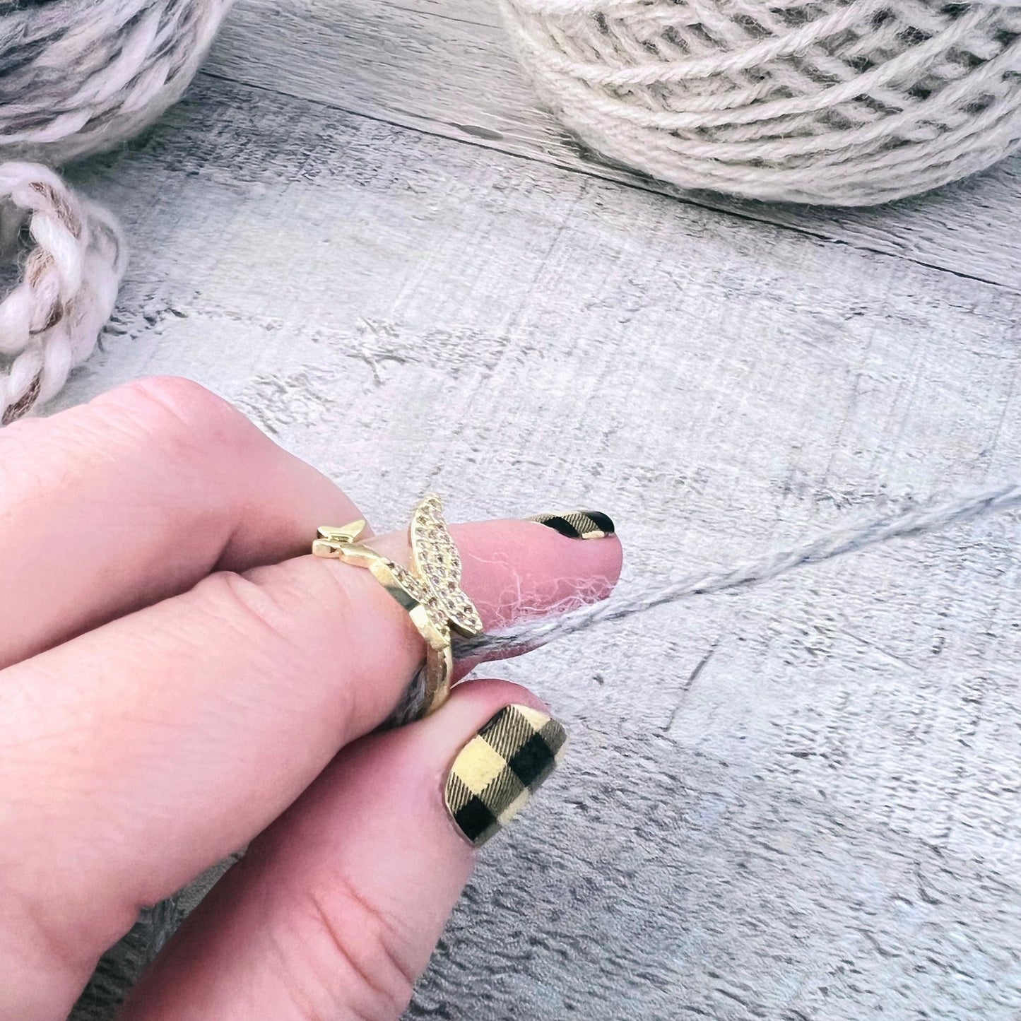 Butterfly Adjustable Tension Ring Cubic Zirconia - The Desert Stream Stitch
