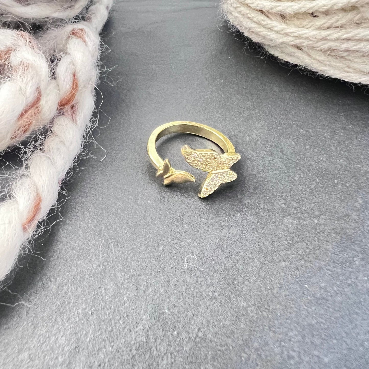 Butterfly Adjustable Tension Ring Cubic Zirconia - The Desert Stream Stitch