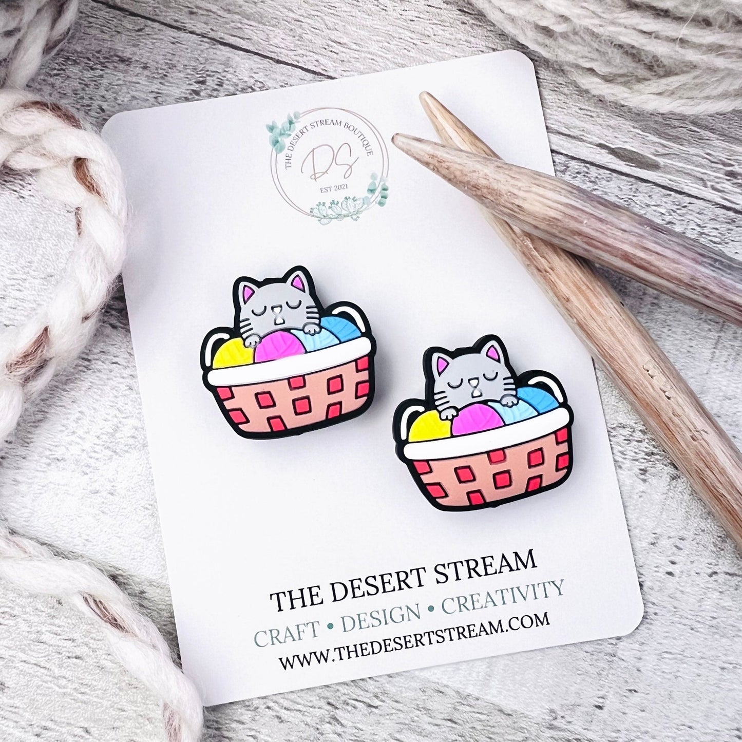 Cat Basket Stitch Stoppers - The Desert Stream Stitch