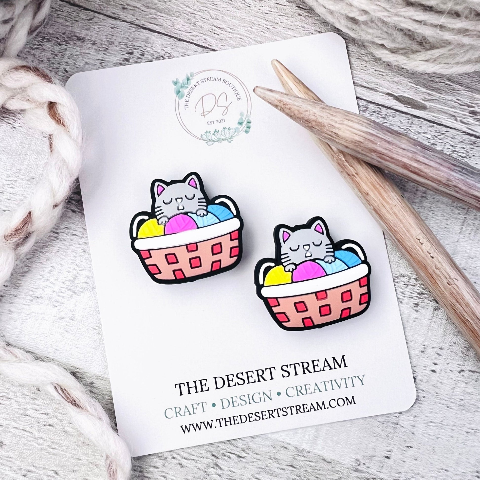 Cat Basket Stitch Stoppers - The Desert Stream Stitch