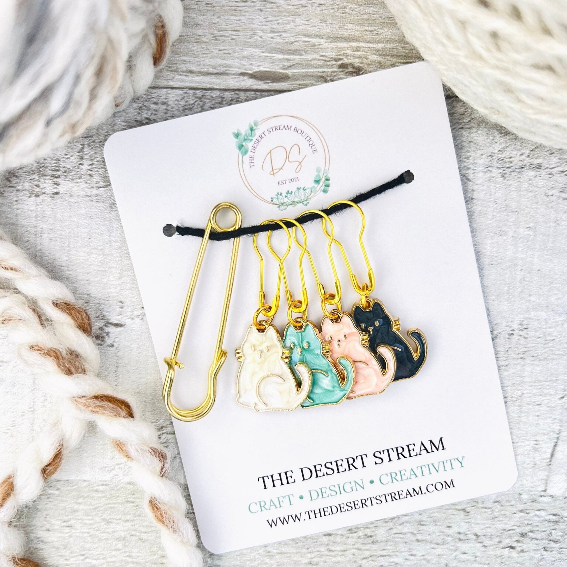 Cat Stitch Markers Set - Knitting and Crochet - The Desert Stream Stitch