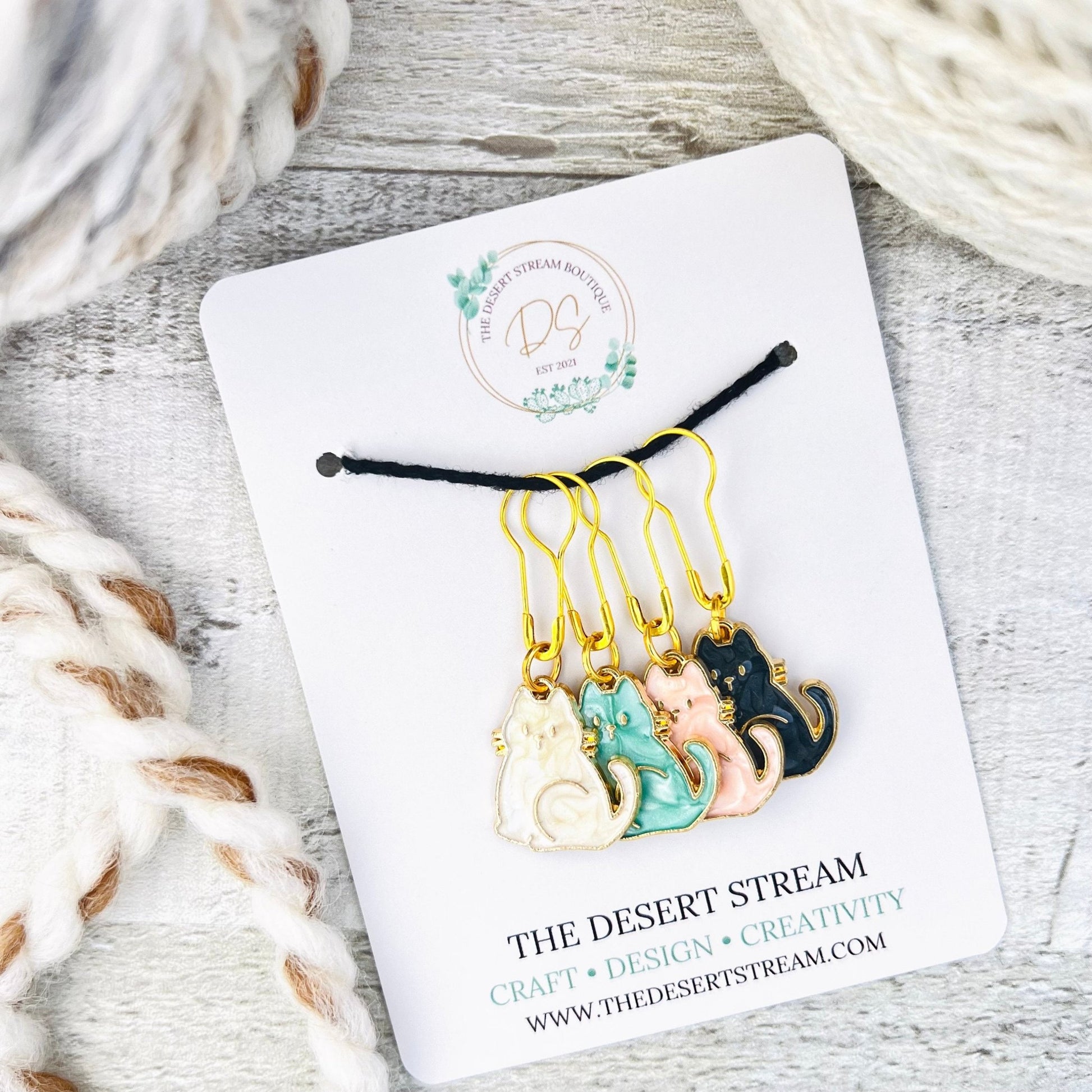 Cat Stitch Markers Set - Knitting and Crochet - The Desert Stream Stitch